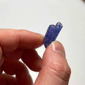 double tanzanite in hand for size