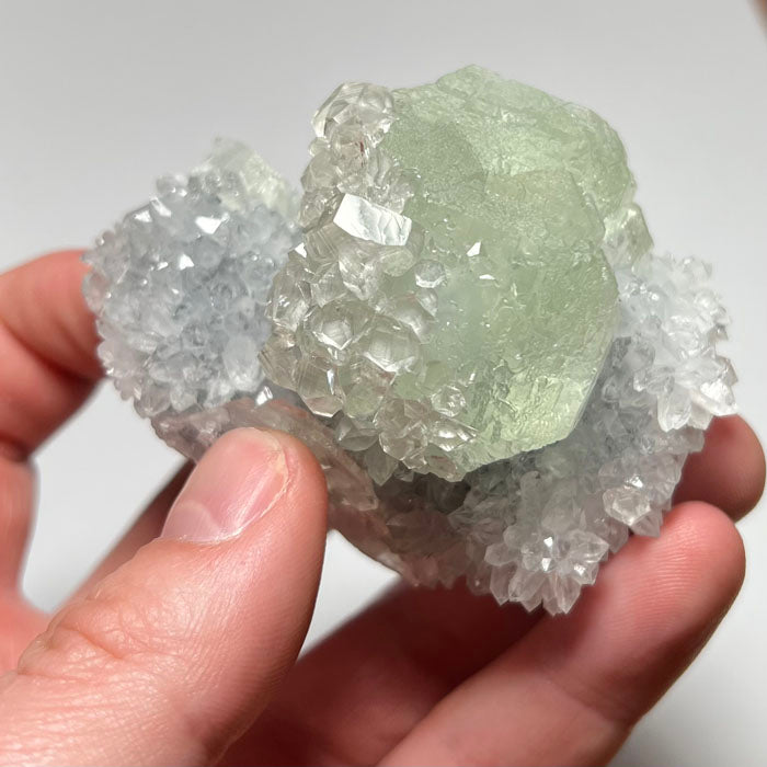 180g Green Fluorite, Quartz, and Calcite Crystals