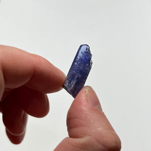 small tanzanite crystal in hand