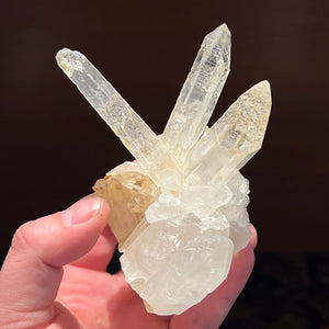 raw quartz in hand for size