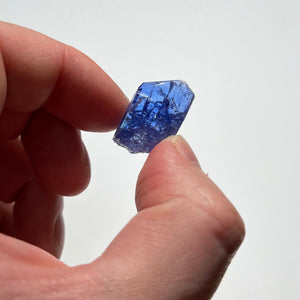 tanzanite mineral specimen in hand 