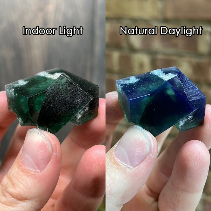 green rogerley flourite crystal twin