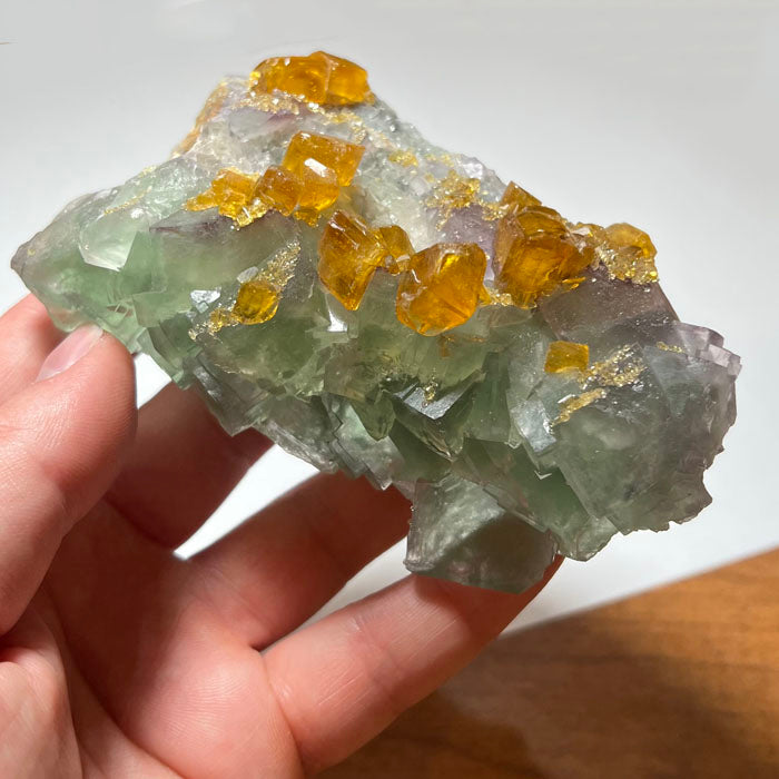 Orange Barite on Fluorite