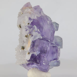 fluorite purple and blue with quartz and pyrite crystals 