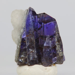 Unheated Tanzanite Crystal Mineral Specimen with White Calcite