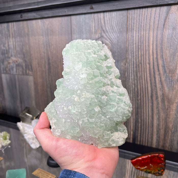 Green Fluorite Crystals on Quartz