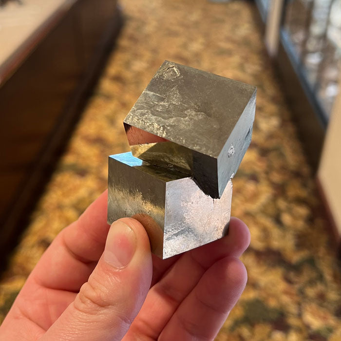 Pyrite crystal cubes metallic