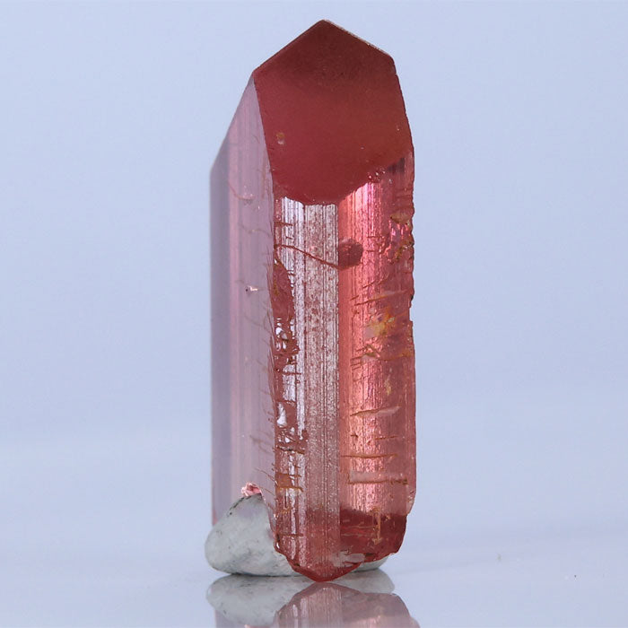 Tourmaline Crystal , 26.80 Carats Stunning Terminated And 2024 Undamaged Pink Cap Orange Tourmaline Crystal - 27*11*11 mm