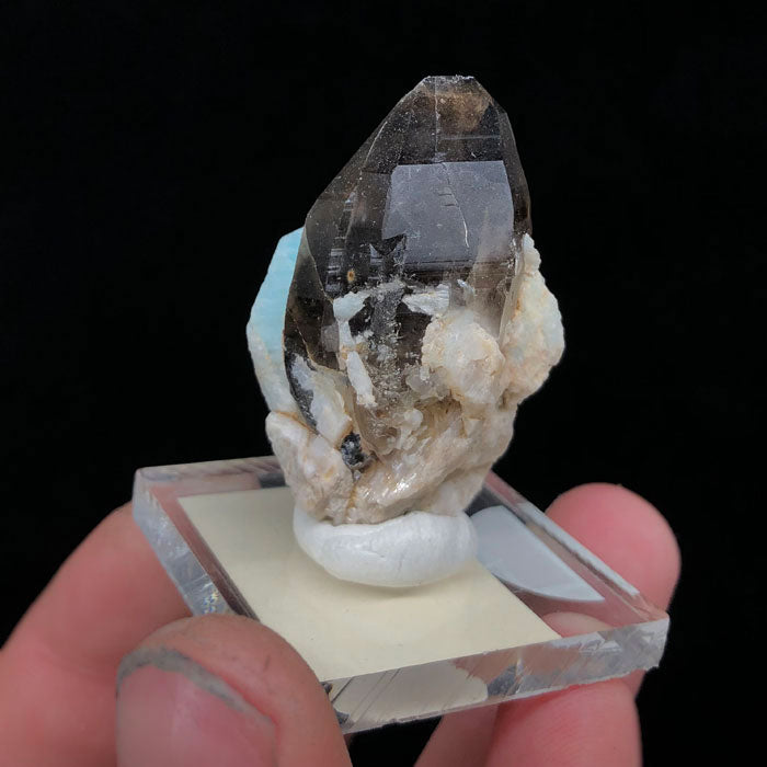 Smokey Quartz on Amazonite from Colorado - Mineral Mike