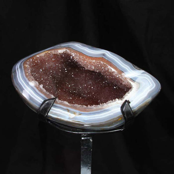 XL Natural Geode Ring Box. Brown Geode Jewelry Box With Gold 